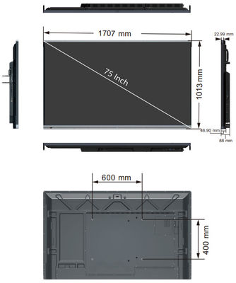 H6C puntos elegantes del tablero UHD de 75 pulgadas los 20 la fábrica interactiva del OEM del panel de la pantalla táctil