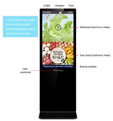 tótem de la publicidad de 55 pulgadas al aire libre con la exhibición del lcd de la pantalla táctil para el sistema del androide de la opción